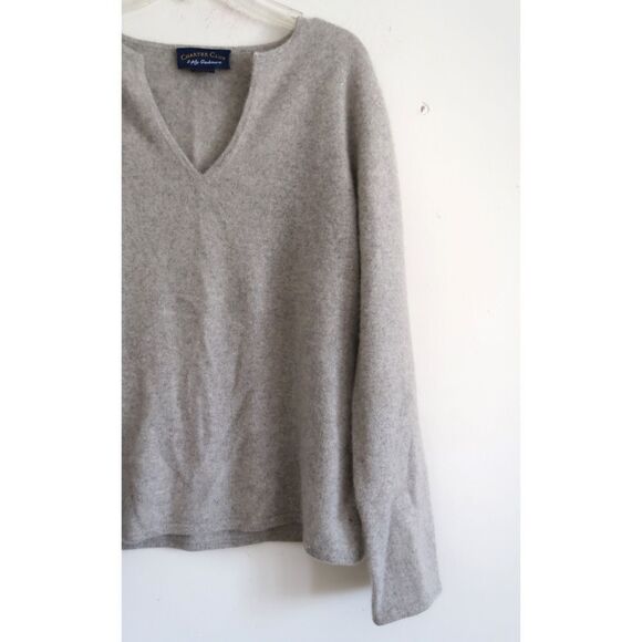 Charter Club Gray 2-Ply Cashmere Sweater - Size Medium - Picture 2 of 8